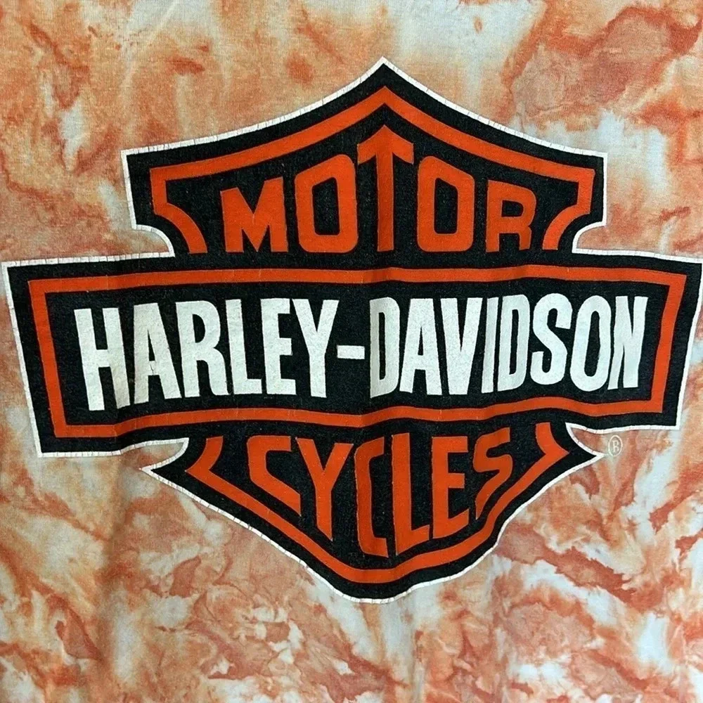 Harley Davidson | Tie Dye T Shirt Kids Youth Black and Orange Logo | youth small